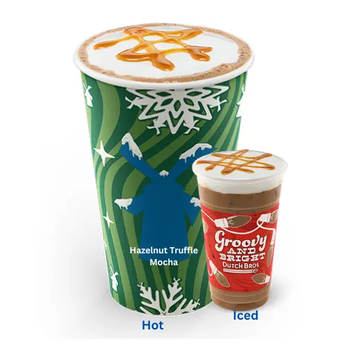 Dutch Bros Hazelnut Truffle Mocha with espresso, chocolate milk and hazelnut