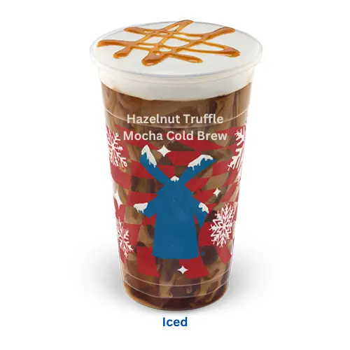 Dutch Bros Hazelnut Truffle Mocha Cold Brew with hazelnut and caramel drizzle