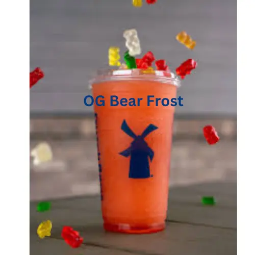 Dutch Bros OG Gummy Bear Frost blended with strawberry, kiwi and white chocolate