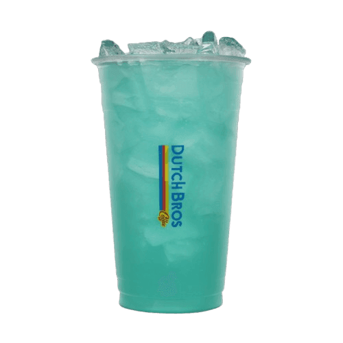 iced Dutch Bros lemonade menu with cold blue raspberry coconut and passion fruit
