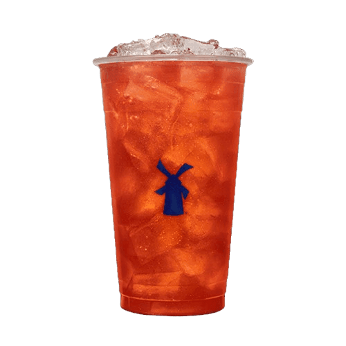 iced Dutch Bros lemonade menu with cold peach and pomegranate blend