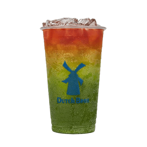 Dutch Bros iced Shark Attack Rebel with blue raspberry coconut lime and pomegranate float