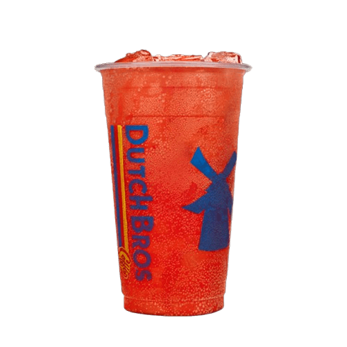 Dutch Bros iced Double Rainbro Zero Sugar Rebel with coconut peach and strawberry