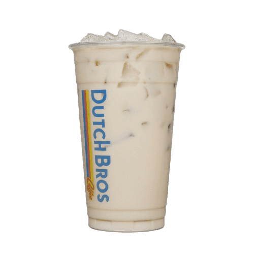 Dutch Bros iced Chai Latte with chai tea and 2% milk served over ice in a clear cup