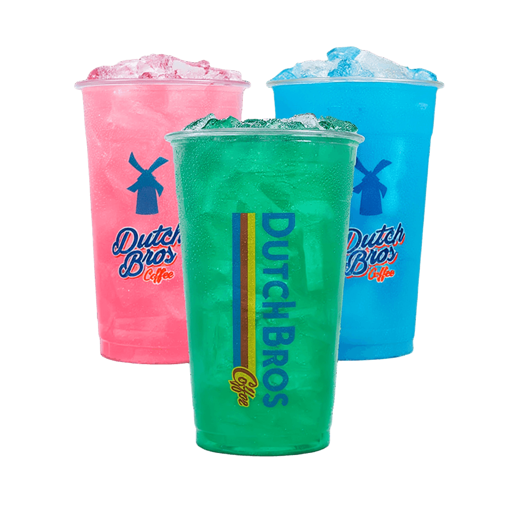 Dutch Bros iced tea drinks with available sizes and flavors