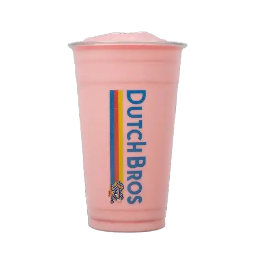 Dutch Bros Strawberry Smoothie blended in a clear cup