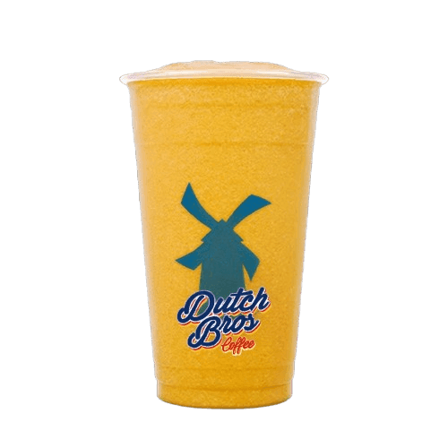 Dutch Bros Mango Smoothie blended in a clear cup